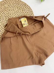 Marrant Shorts With Belt And Pocket High Waist - Brown - View 4