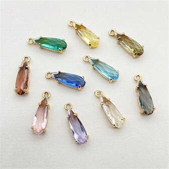 5 piezas Colgante de cristal en forma de lágrima larga y colorida, adorno para pendientes, collares, manualidades de joyería, adecuado para collares, pulseras, pendientes, cadenas de bolso, llaveros, decoración de cremalleras