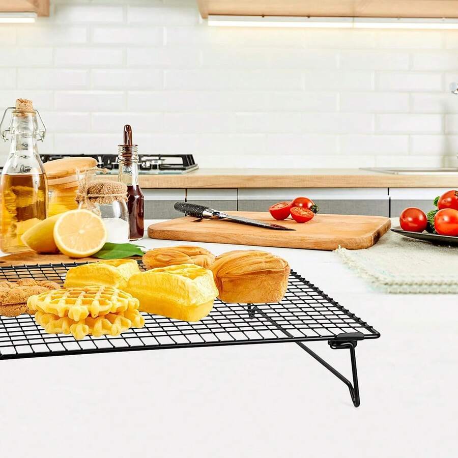 1pc Stackable Cooling Rack, Dry Rack Cooling Rack For Cooking And Baking, Cookie Cooling Rack Baking Rack, Drying Rack, Oven Suitable - Black - View 1