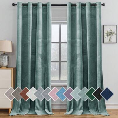  Ystyle 2 Piece Velvet Indoor Curtains, Modern Bedroom Blackout Curtains With Eyelets, Cold Insulating Thermal Curtain For Living Room Lounge Children's Room