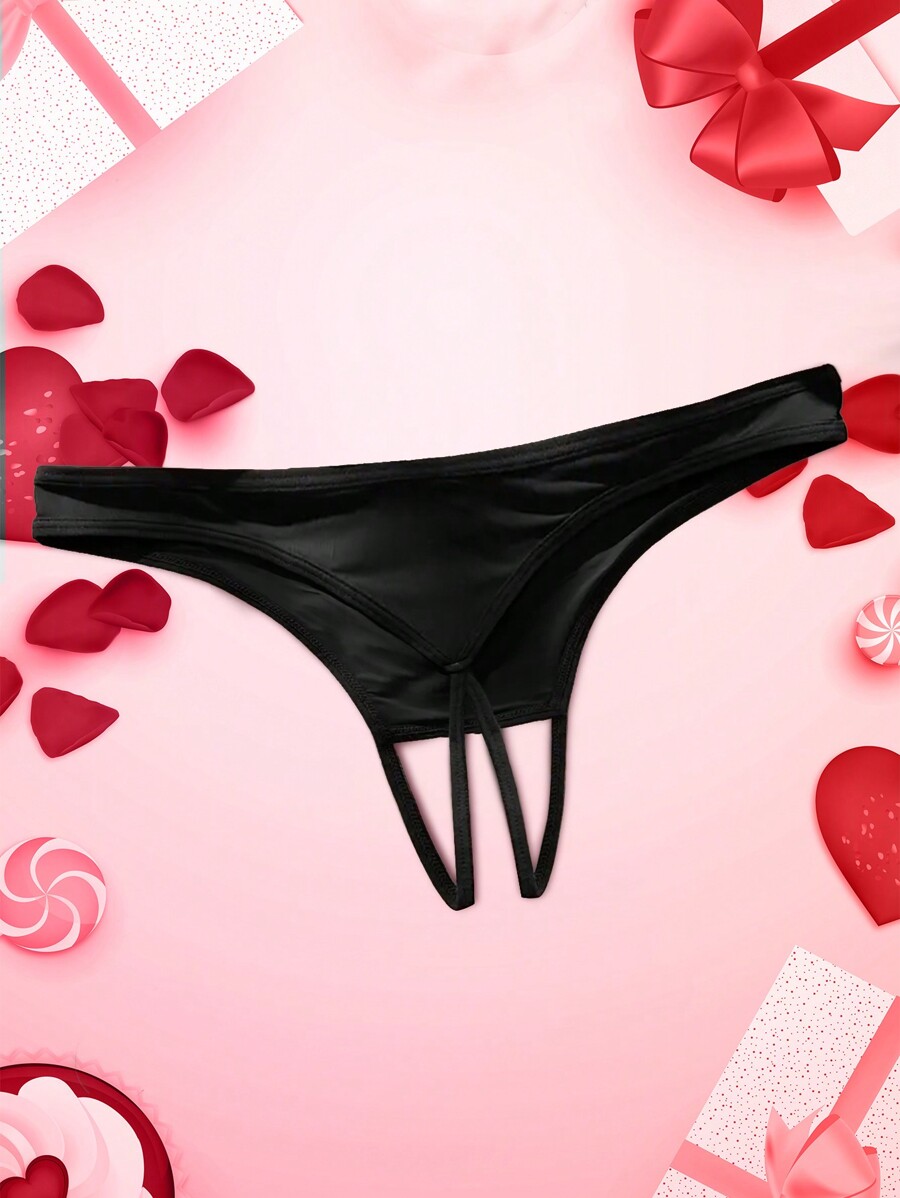 Women's Sexy Thong Panties With Open Crotch, Customized Name And Letter