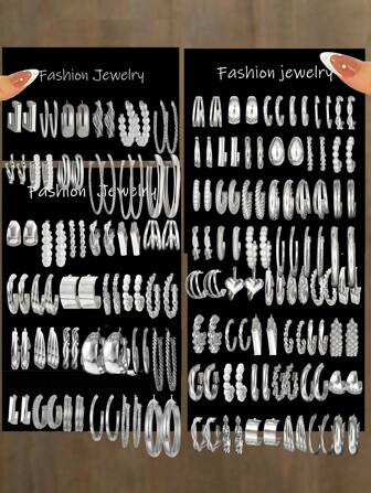 36pcs/48pcs/18pcs Set Minimalist Heart C-Shaped Faux Pearl Hoop Earrings Set, Gift For Women, Suitable For Date, Vacation, Daily Matching