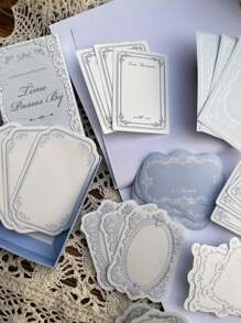 30pcs/Box Super White Kraft Paper Embossed Plant Border Textured Memo Pad, Aesthetic Stationery Note Taking Paper Back To School - Multicolor - View 4