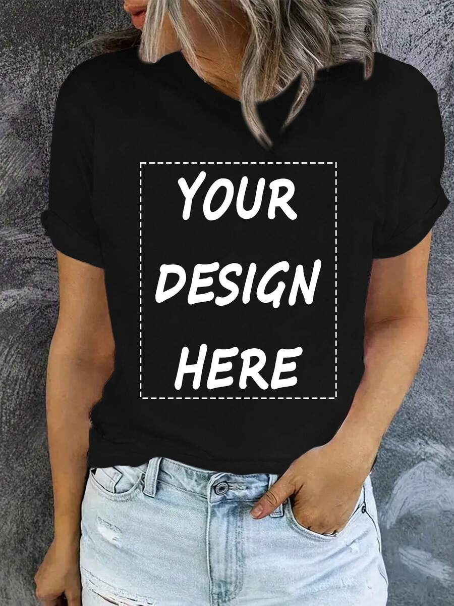 Customized T-Shirt, Personalized Photo T-Shirt, Thanksgiving, Christmas Customized Gift, Customized Women's T-Shirt - Add Your Own Text/Images (Family Photo/Family Member Photo/Party Photo/Group Photo/Selfie) To Design Your Own Personalized Printed T-Shirt, Christmas Special Gift, Photos Of Babies/Couples/Families/Pets,Customized Women Tops,Look Glamour,Women Apparel, Utilitarian Chic, Fall New Style Women, Graphic Print,Casual Wear SS