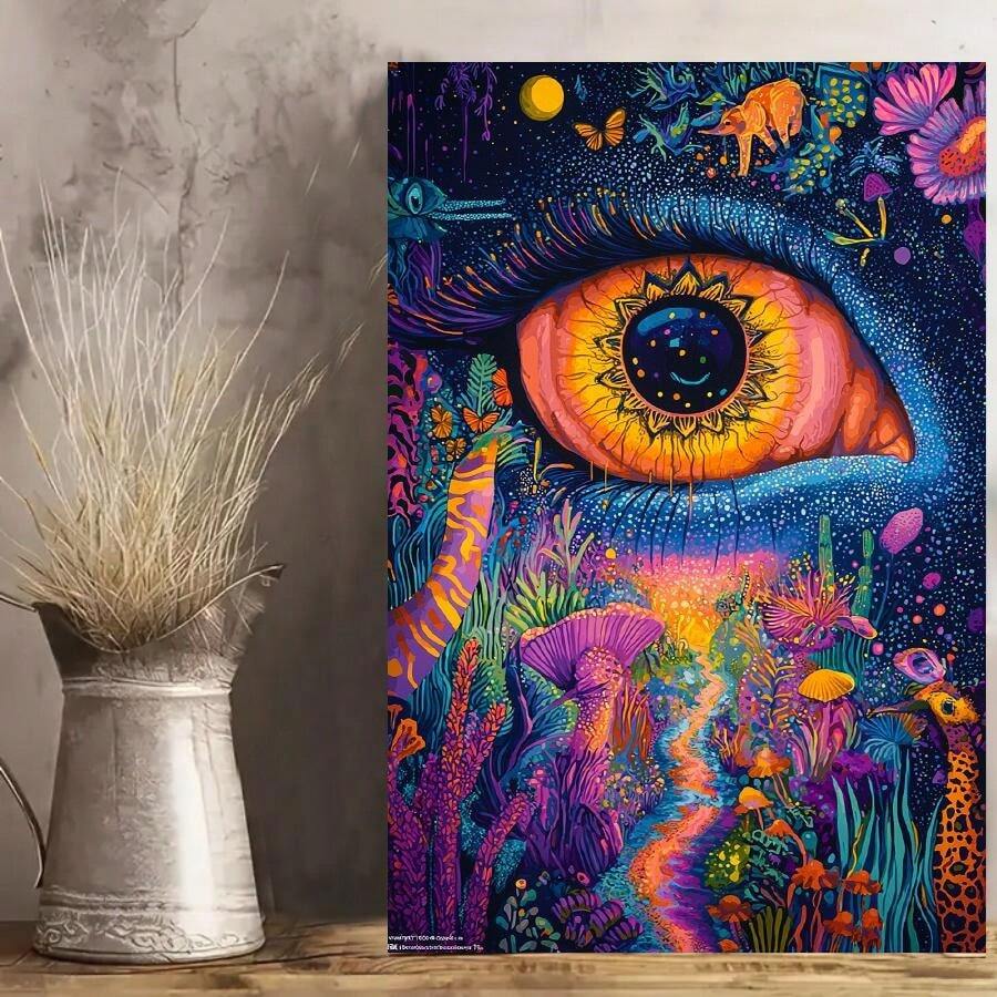 Vivid Eye Wooden Framed Canvas Painting Wall Art Prints For Home Decoration, Living Room & Bedroom, Festival Party Decor, The Best Gifts, Ready To Hang - A - 查看 1