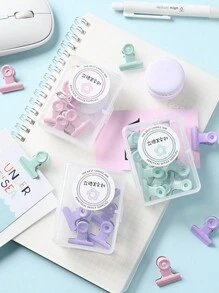 8pcs/Box Stationery Binder Clips, Delicate Ticket Clips, Macaron Color Round Clip, Cute Metal Paper Clips, Colorbox Package Binder Clips, Office Supplies, Organization Tools, Classification Tools - Pink - View 3