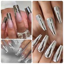 2 件/套 8ml 金属绘画凝胶抛光超亮银镜面凝胶指甲油半永久性花朵画线法式指甲胶 - 彩色 - 查看 2