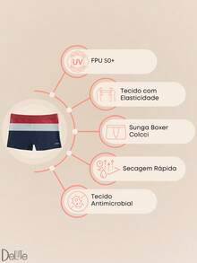 Original Striped Beachwear Boxer Briefs With Lined Drawstring SPF 50 - Màu xanh hải quân - Xem 2