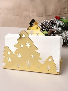 1pc Stainless Steel Christmas Tree Napkin Holder, Creative Christmas Tree Napkin Dispenser For Hotel Restaurant Tabletop, Silver/Red/Green/Gold - Multicolor - View 8