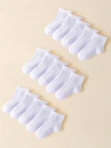 5pairs/Set Girls Thin Solid/Stripe Pattern Lace Ankle Socks For Summer, Casual Style