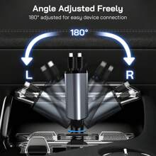 120W 4-In-1 Retractable Super Fast Car Charger - Fast Charging Adapter With Type C/For Ios Retractable Cables Compatible With IOS 15/14/13/12/11, Galaxy, Pixel And All IOS And Android Devices - Safe And Reliable Car Plug With 36V Operating Voltage