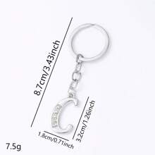 1 pièce Porte-clés pendentif en métal avec 26 lettres strass, style coréen minimaliste. Porte-clés de voiture, accessoire de sac à la mode, petit cadeau, cadeau pour elle, cadeau pour femme