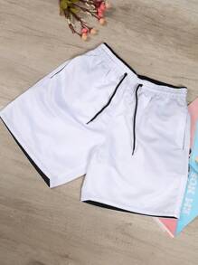 Men's Bermuda Shorts, High Elasticity, Tactel, Plain Gym - trắng - Xem 1