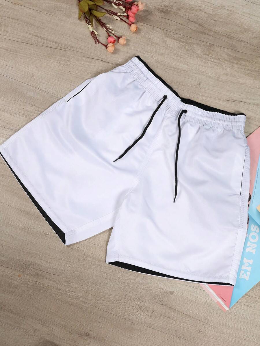 Men's Bermuda Shorts, High Elasticity, Tactel, Plain Gym - trắng - Xem 1