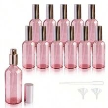 12/4/1pc Pink Color Spray Bottle, 1/2/4oz Fine Mist Glass Spray Bottle, Small Refillable Container For Watering Flowers, Cleaning, Perfume (Labels, 1pc Without Funnel & Dropper) - Baby Pink - View 1