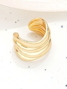 2/3/4pcs Simple Metal Geometric Clip-On Earrings Set, Gifts For Women, Couples, Friends, Vacation, Daily Wear - Yellow Gold - View 10