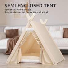 1 pièce Tente-lit de compagnie 4 saisons détachable et lavable pour chats et chiens, offrant un sommeil confortable