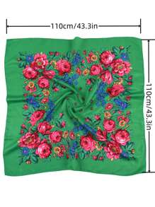 Velo de mujer de 27.5"x27.5" con estampado tradicional de peonía en rojo, multicolor y negro, un pañuelo hijab de moda estilo bohemio - Multicolor - Ver 41