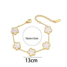 1 chiếc vòng tay bằng thép không gỉ hình cỏ 5 lá và xà cừ, thích hợp để bé gái đeo hàng ngày - Nhiều màu - Xem 14
