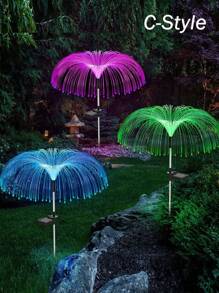 Luces solares para senderos, luces solares impermeables para exteriores, cambio de 7 colores, 1/2/5 capas de luces solares de flor con diseño de medusa y mariposa para decoración de Navidad, piscina, jardín - Multicolor - Ver 9