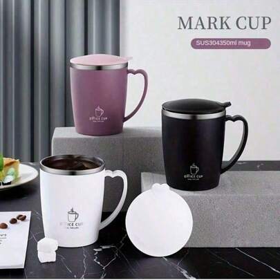 1 Pc 350ml Stainless Steel Travel Mug With Leak-Proof Lid Coffee Cup - Insulated For Hot & Cold Beverages, Perfect For Home, Kitchen & Outdoor Adventures, Unisex Birthday Gift Back To School