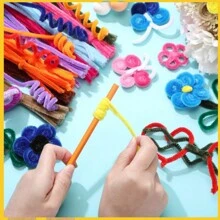 超值装 100 件 DIY 管道清洁器散装(含教程视频)、61 色加密雪尼尔杆、工艺品管道清洁器、管道清洁器工艺品艺术和工艺装饰雪尼尔杆用品、绒球 - 彩色 - 查看 5