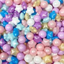 50 个 2.17 英寸球坑球与星星混合，非常适合幼儿球坑防压塑料海洋玩具球，适用于儿童室内和室外玩耍、充气城堡、游泳池派对万圣节装饰等！