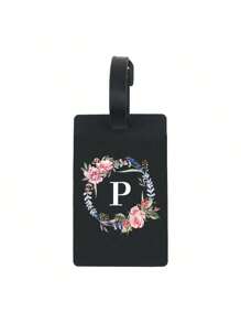 Etiqueta de bagagem com padrões florais e iniciais de 1 peça, etiqueta de identificação de bagagem de PVC, etiquetas de bagagem personalizadas para cruzeiros de carnaval, etiqueta de bagagem fofa para mala, etiqueta de identificação de bagagem, etiqueta de cartão de endereço, etiqueta portátil para mala, etiqueta para pendurar, essencial para viagens e saídas, itens essenciais para viagem, exercícios, material escolar, acampamento de férias, acessórios essenciais para férias, etiqueta de mala, bolsa para escola, acessórios escolares - Preto - Ver 23