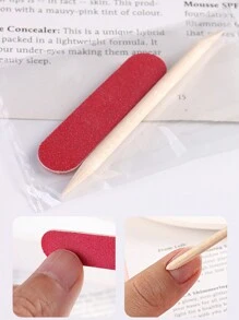 20件套便携式美甲清洁套装，红色双面迷你指甲锉和角质层推棒，美甲修脚工具，美甲用品，美甲工具，美甲艺术工具，返校季，美甲，美甲贴片工具 - 彩色 - 查看 2