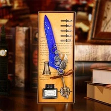 1set Gift Box With Colored Ink Fountain Pen, Feather Pen, Calligraphy Brush, Dip Pen Set, Mechanical Gear Steampunk Decoration Pen, Perfect Surprise Gift - Sets - View 11