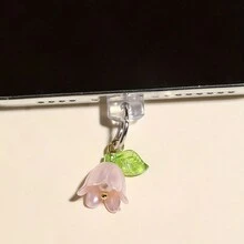 1pc Thời Trang Ngọt Ngào Ngọc Trai Lily Điện Thoại Cổng Sạc Bụi Cắm Bùa, Phụ Kiện Trang Trí Tương Thích Với Iphone/Type-C, Giắc Cắm Tai Nghe, Trang Trí Và Bảo Vệ Điện Thoại Thông Minh Tự Làm - Hồng - Xem 5