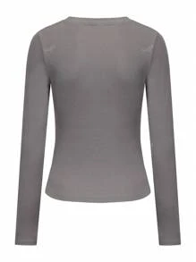 Top de manga larga ajustado para mujer, camisa de base cómoda y elástica para tripulación