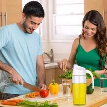 1 Chai dầu thủy tinh, Bình đựng gia vị nhà bếp chống rò rỉ có nắp, Thiết kế đóng mở tự động, Bình đựng dầu & giấm - trắng - Xem 4