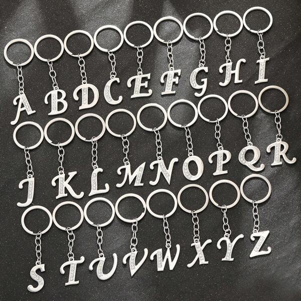 1pc Creative Rhinestone 26 Letter Metal Keychain Pendant Korean Minimalist Style Car Key Chain Ring Fashion Bag Accessory Party Favor Small Gifts Gifts For Her Gifts For Women