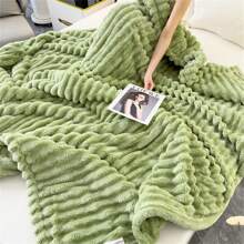 1pc Faux Rabbit Fur Striped Fleece Blanket, Tie-Dye Fuzzy Super Soft Plush Cozy Throw Blanket, Warm Reversible Thick Bed Blanket For Sofa Living Room Bedroom Year-Round Use