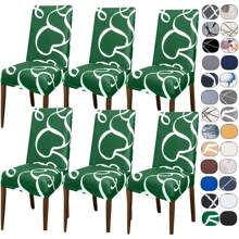 Kit Of 6 Dining Chair Covers Made Of Imported, More Resistant Fabric - Green Cake - View 1