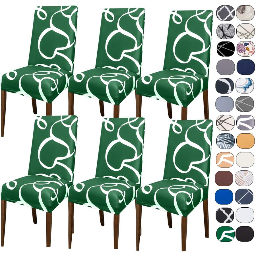 Kit Of 6 Dining Chair Covers Made Of Imported, More Resistant Fabric - Green Cake - View 1