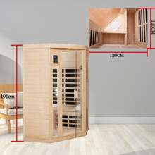Ceramic  Sauna 2Person Far  Saunas For Home Low EMF Indoor Home Sauna Hemlock Wooden Corner Sauna Room Bluetooth Speaker, LED Reading Lamp, Chromotherapy Light - Yellow - View 3