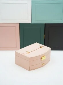 Hộp đựng trang sức nhung hai lớp cao cấp có gương - Hộp đựng trang sức cao cấp Châu Âu - Hộp đựng trang sức sang trọng nhẹ, khuyên tai, vòng cổ và vòng tay - Hộp đựng bằng da có ngăn có khóa - Hồng - Xem 3