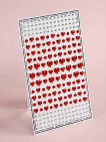 1pc Multicolor Large Red Heart & Assorted Silver/White Rhinestone Face Gems Decor, Y2K Festival Makeup Party Daily Attire DIY, Applicable For Hair, Eyes, Face, Body Decoration - Multicolor - View 7