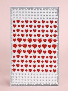 1pc Multicolor Large Red Heart & Assorted Silver/White Rhinestone Face Gems Decor, Y2K Festival Makeup Party Daily Attire DIY, Applicable For Hair, Eyes, Face, Body Decoration - Multicolor - View 6