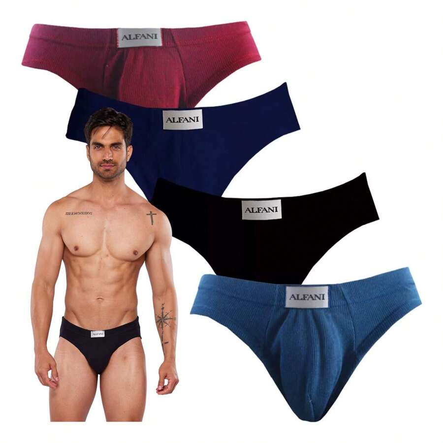 Paquete de 4 Calzoncillos para Hombre 100% Algodon Premium Suave, Comodo, Fresco - Alfani - Rojo - Ver 1