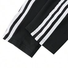 Adidas Originals 三叶草女士休闲运动中长裤，简约时尚健身训练裤 - 黑色 - 查看 6