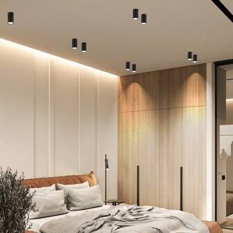 嵌入式筒灯，铝合金，单头圆柱形筒灯，GU10插座，黑色/白色，复古风格，可安装GU10灯泡，带或不带灯泡，安装简便，硬接线，适用于展览室、阅览室、餐厅、酒吧、卧室、咖啡店、餐厅、服装店、客厅、博物馆