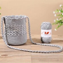 1pc 100g Silver Thread Hollow  Yarn For DIY Hand-Knitting Bags, Hats, Textile Crafts, Shiny Linen Thread - Multicolor - View 5