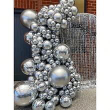 WellParti 57pcs Metallic Silver Balloon Chrome Balloon Silver Balloon Garland Kit For Birthday22 Birthday,Balloons,Silver Balloons,Silver Tinsel,Birthday Party Stuff,Sneaker Ball Party Decorations