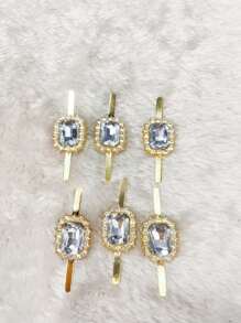 6pcs Set Detachable Rhinestone Decorative Glass & Alloy Buttons, Versatile DIY Accessories For Women Shoes, Bags, Clothes