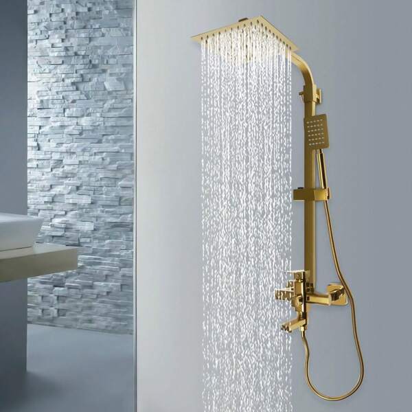 Regen Duscharmatur System Wand montiert Duscharmatur Einstellbar Gold