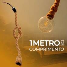 Luminária Pendente Corda Designer Rústico 1 Metro Bocal E27 - Enfeites Para Casa e Decoração - Luminária Corda - Visão 5