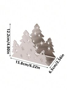 1pc Stainless Steel Christmas Tree Napkin Holder, Creative Christmas Tree Napkin Dispenser For Hotel Restaurant Tabletop, Silver/Red/Green/Gold - Multicolor - View 2